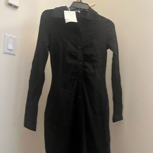 COS Black Long Sleeve Polo Button-Up Dress NWT